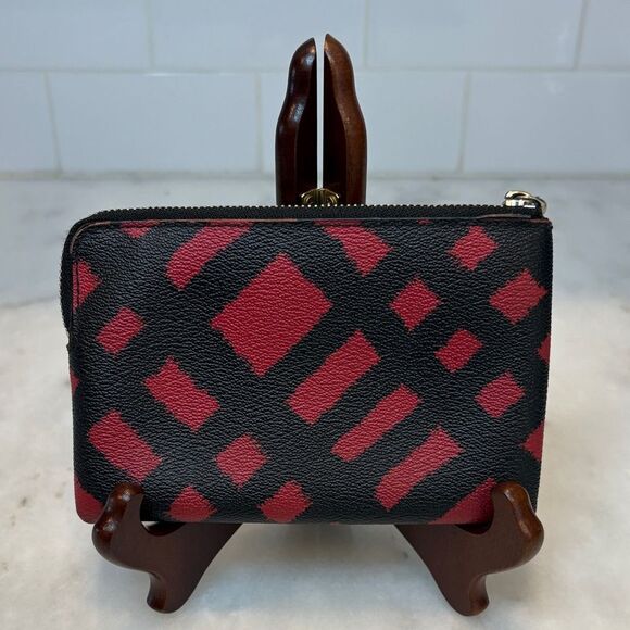 Coach Wild Plaid Saffiano Leather Corner Zip Wristlet - Picture 5 of 16